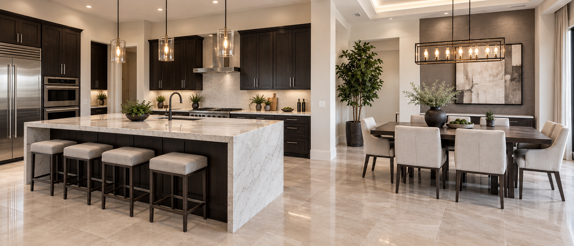 Contemporary Las Vegas kitchen and dining interior for real estate photography